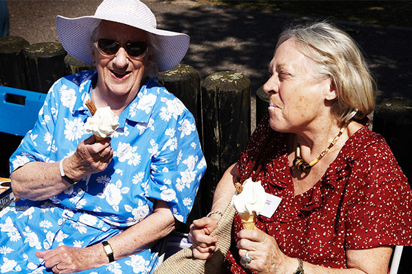 Ladies eating ice cream