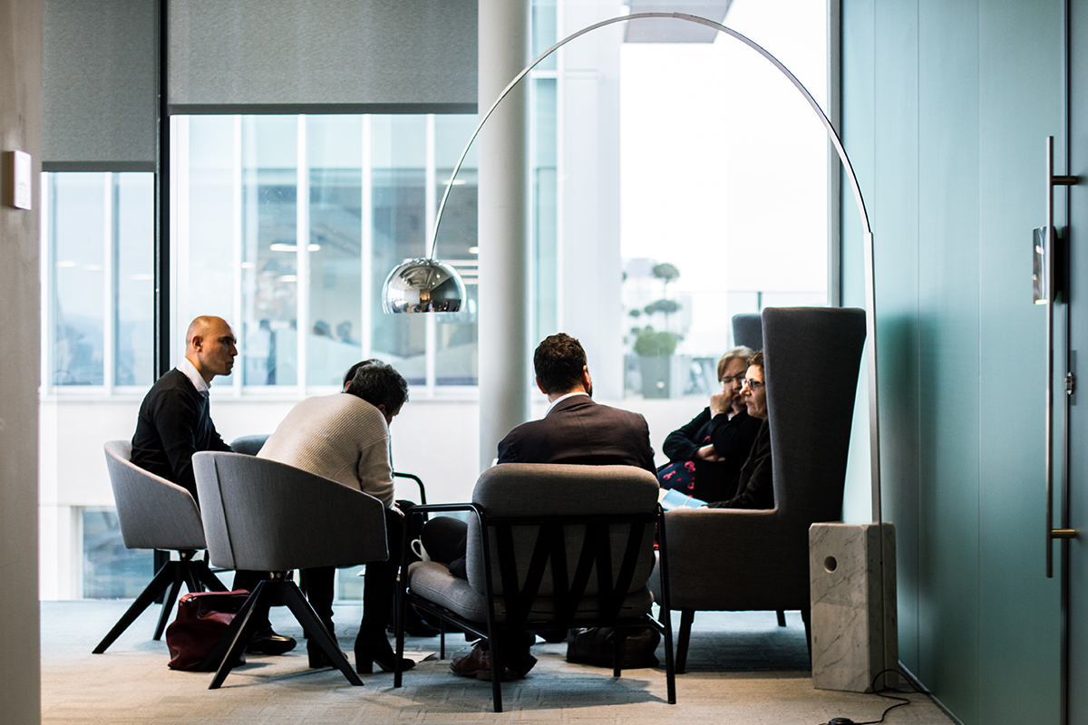 Group of people sitting in a business environment