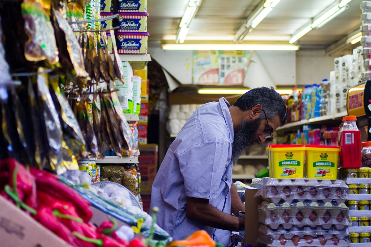 Older worker in a market