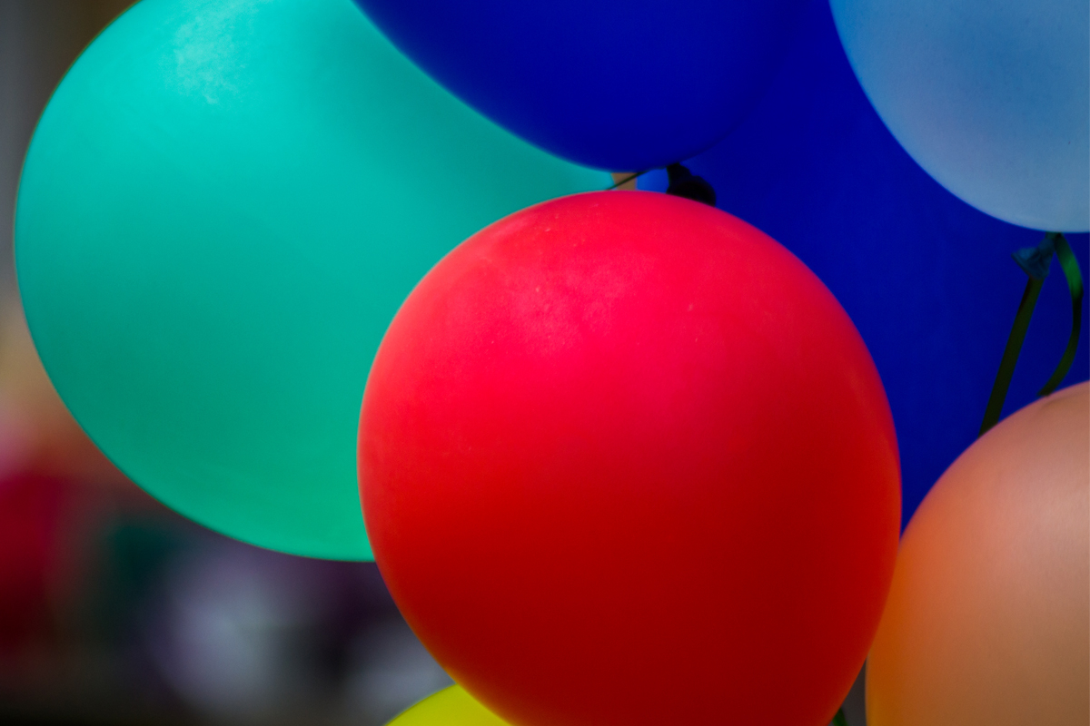 Brightly coloured balloons