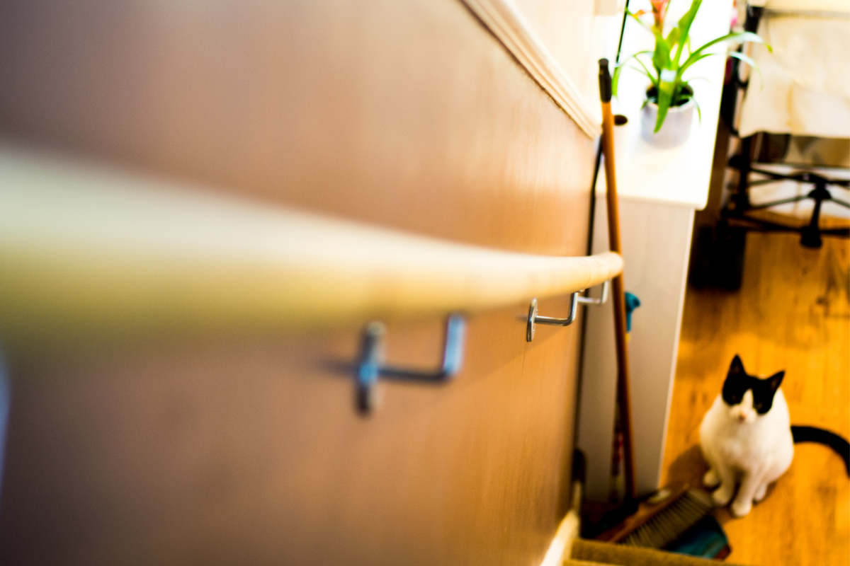 Staircase with a grab rail