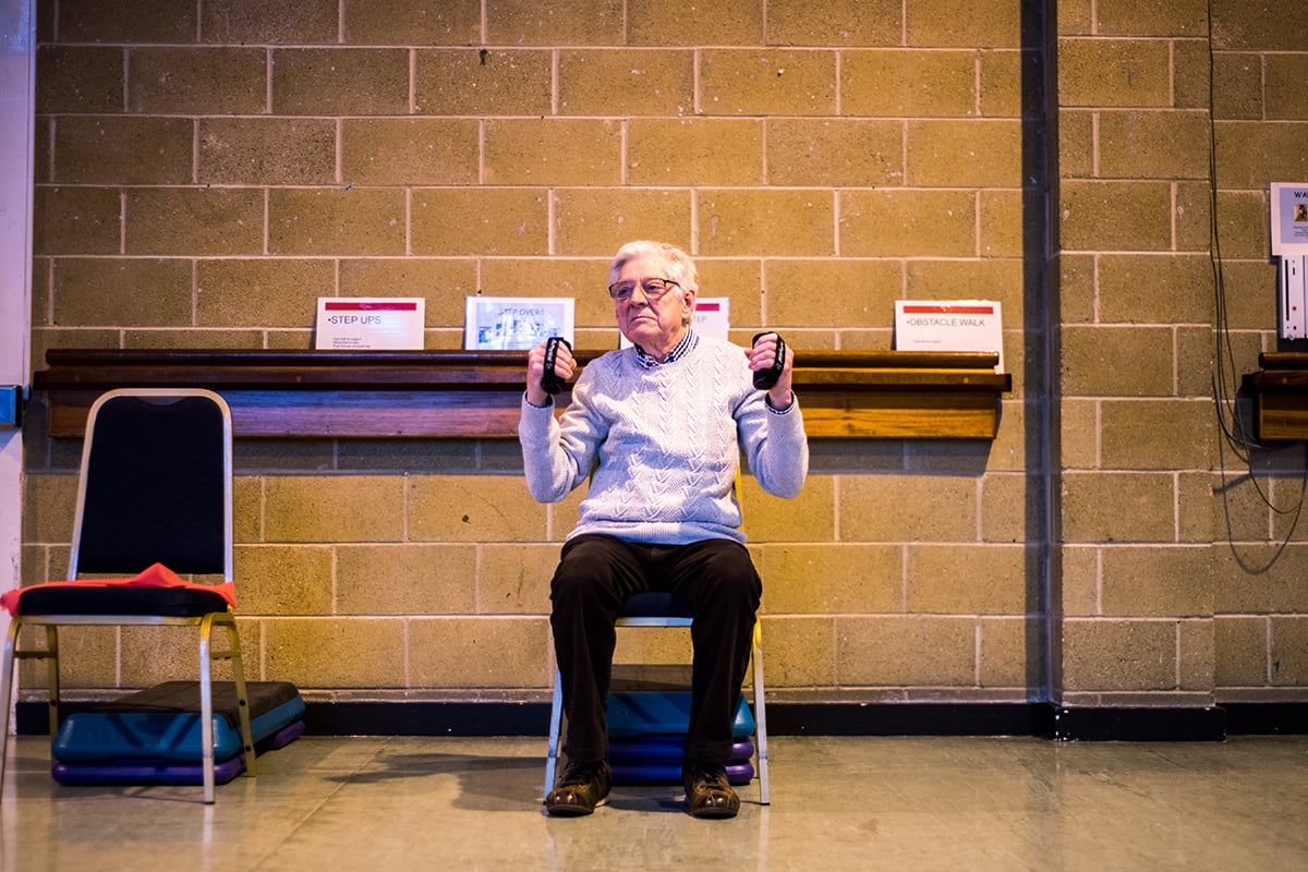 Older person in exercise class