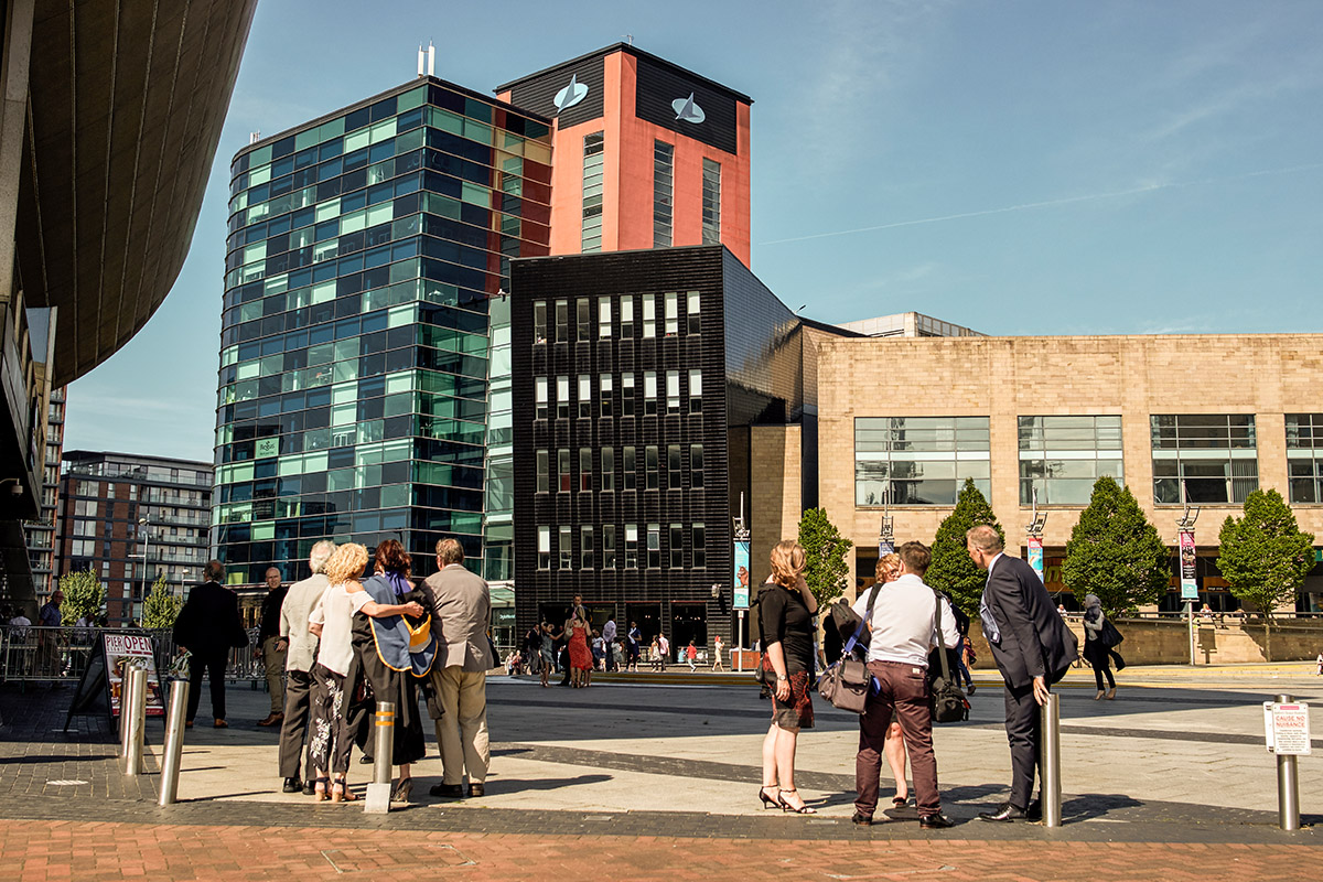 City centre with people