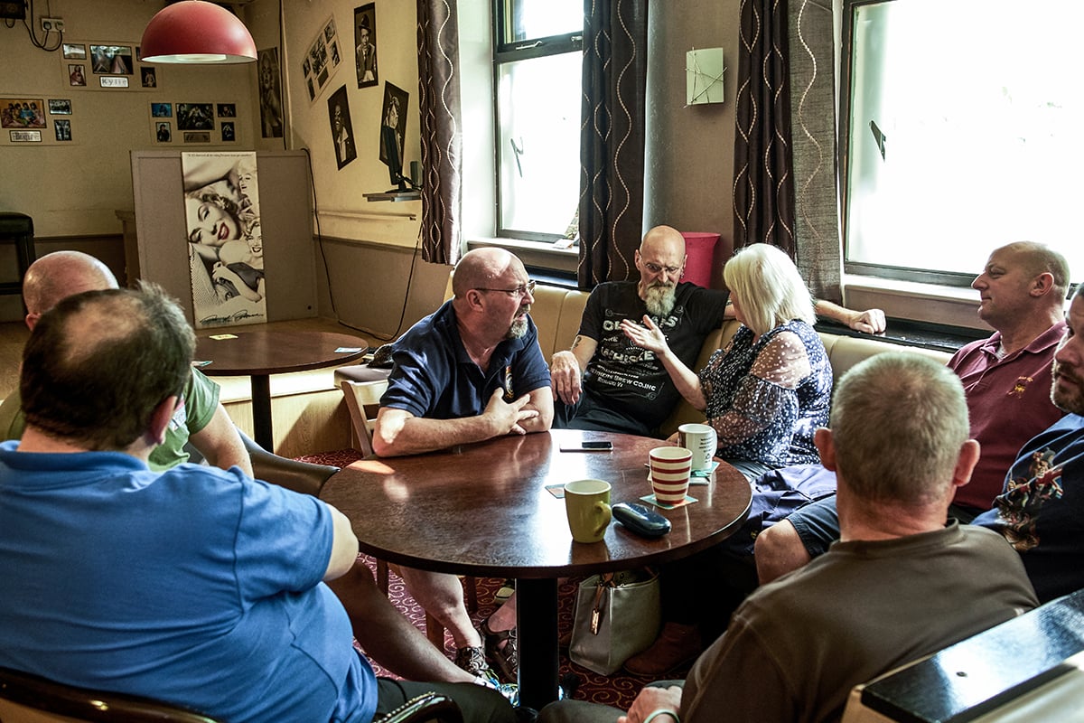 Group of people in later life in a bar