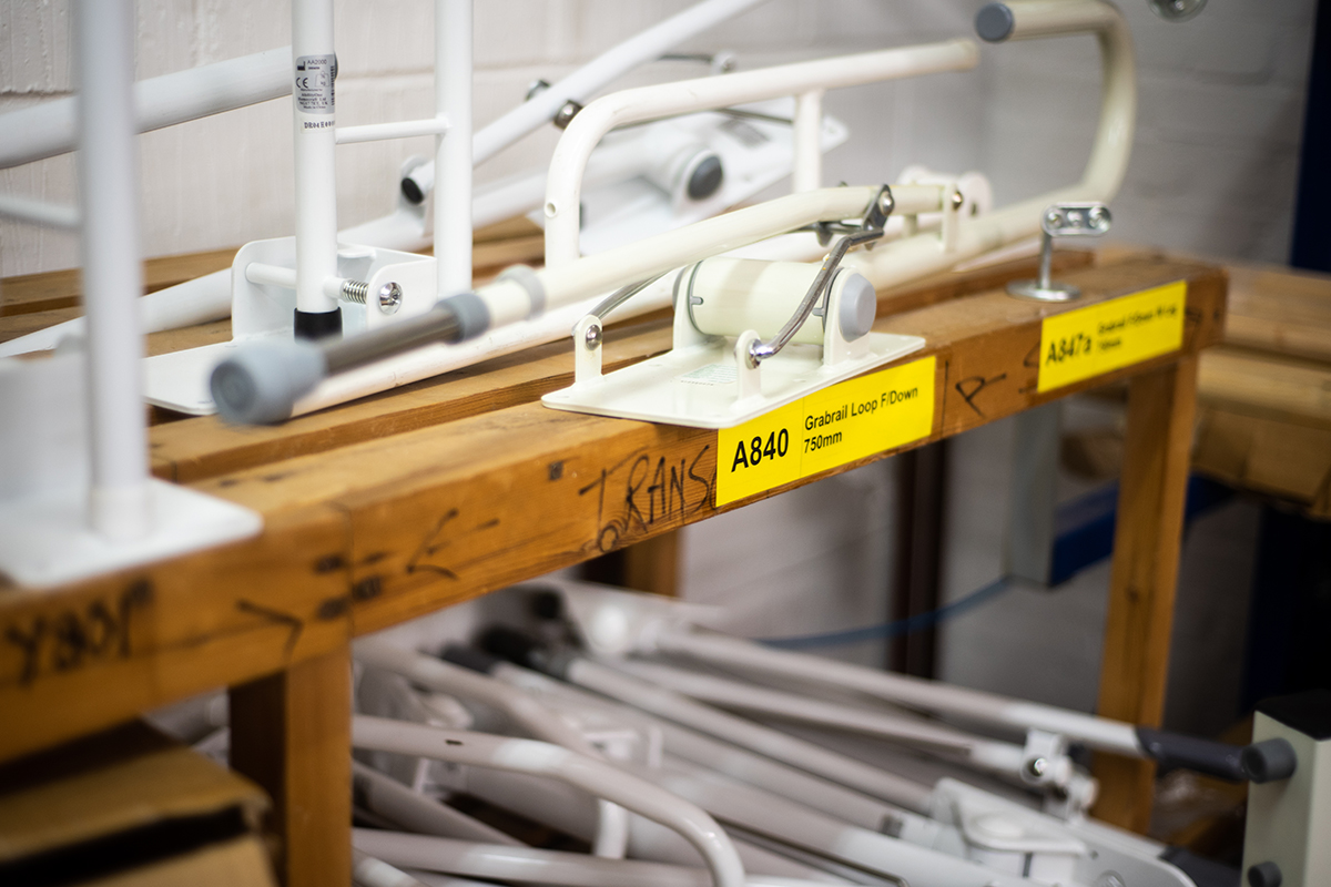 Hand rails in a shop