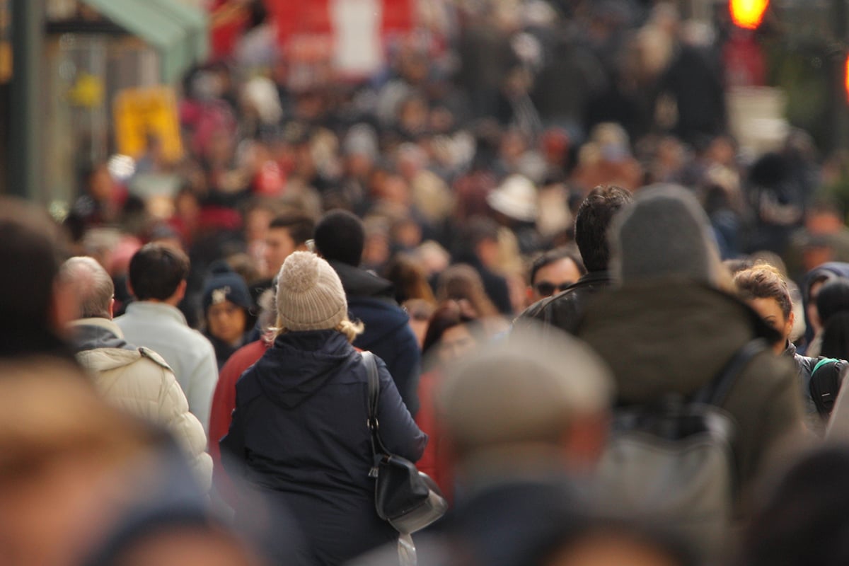 People walking along a street