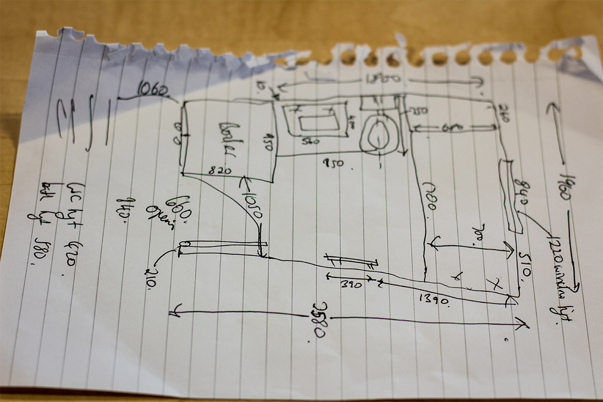 sketch of a floorplan of a house