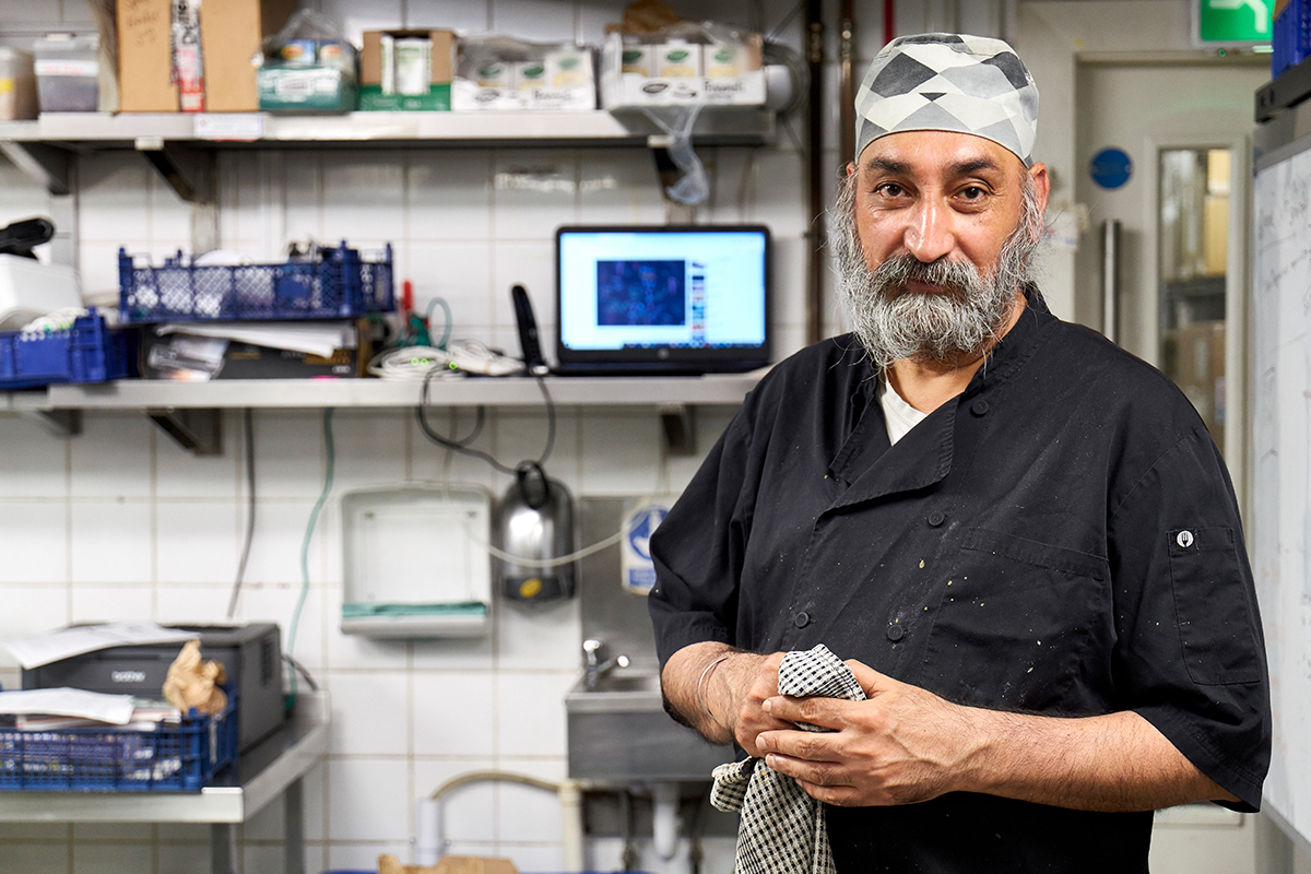 Man in restaurant kitchen