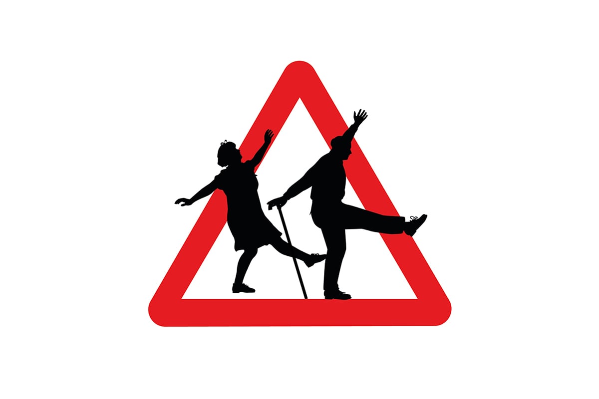 Winning design of older pair of people dancing