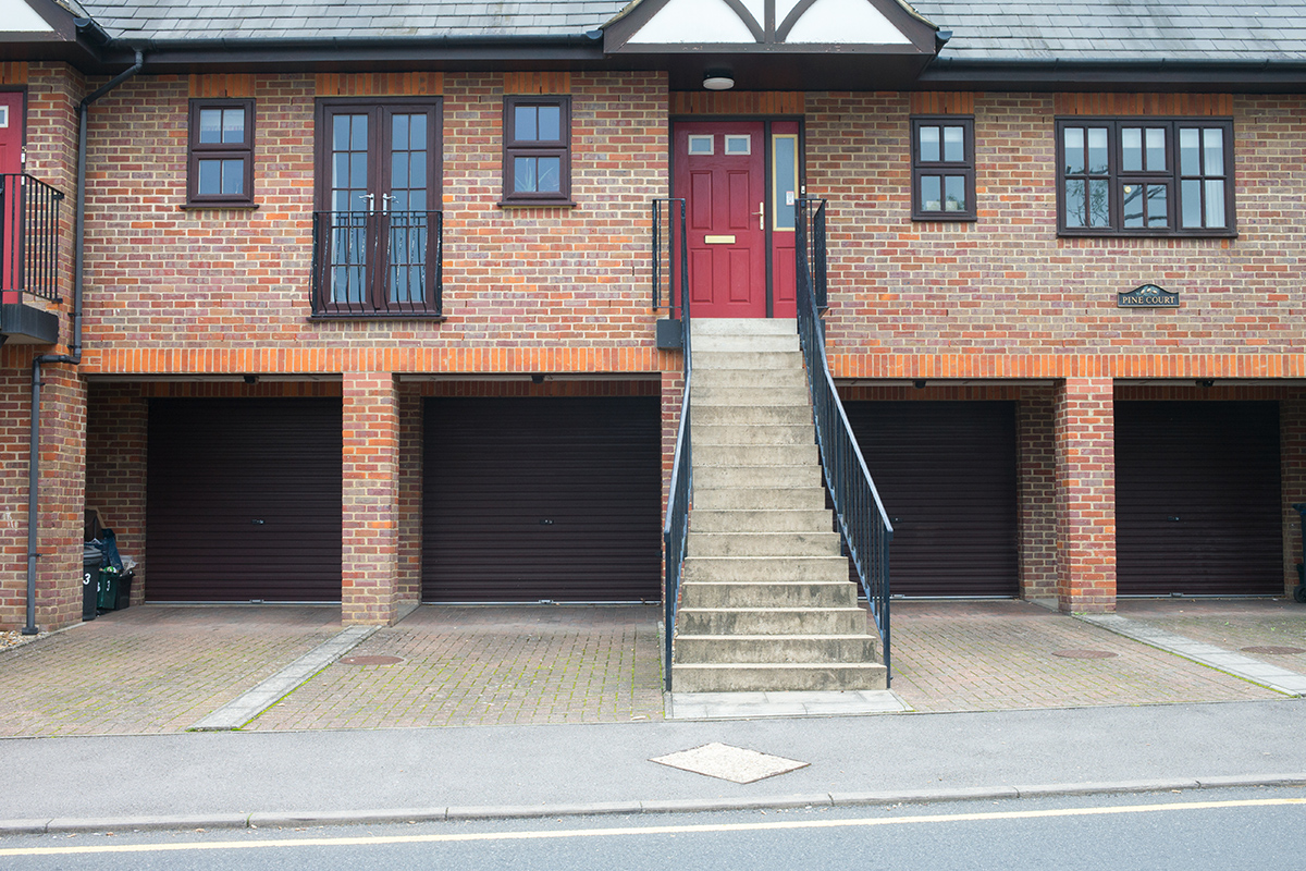 A home with a very steep set of stairs