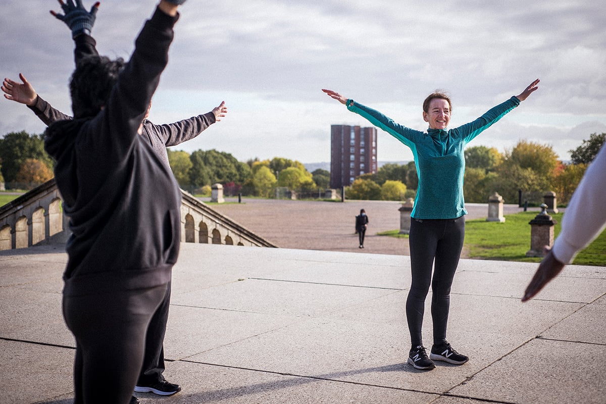 Group of older people exercising outdoor