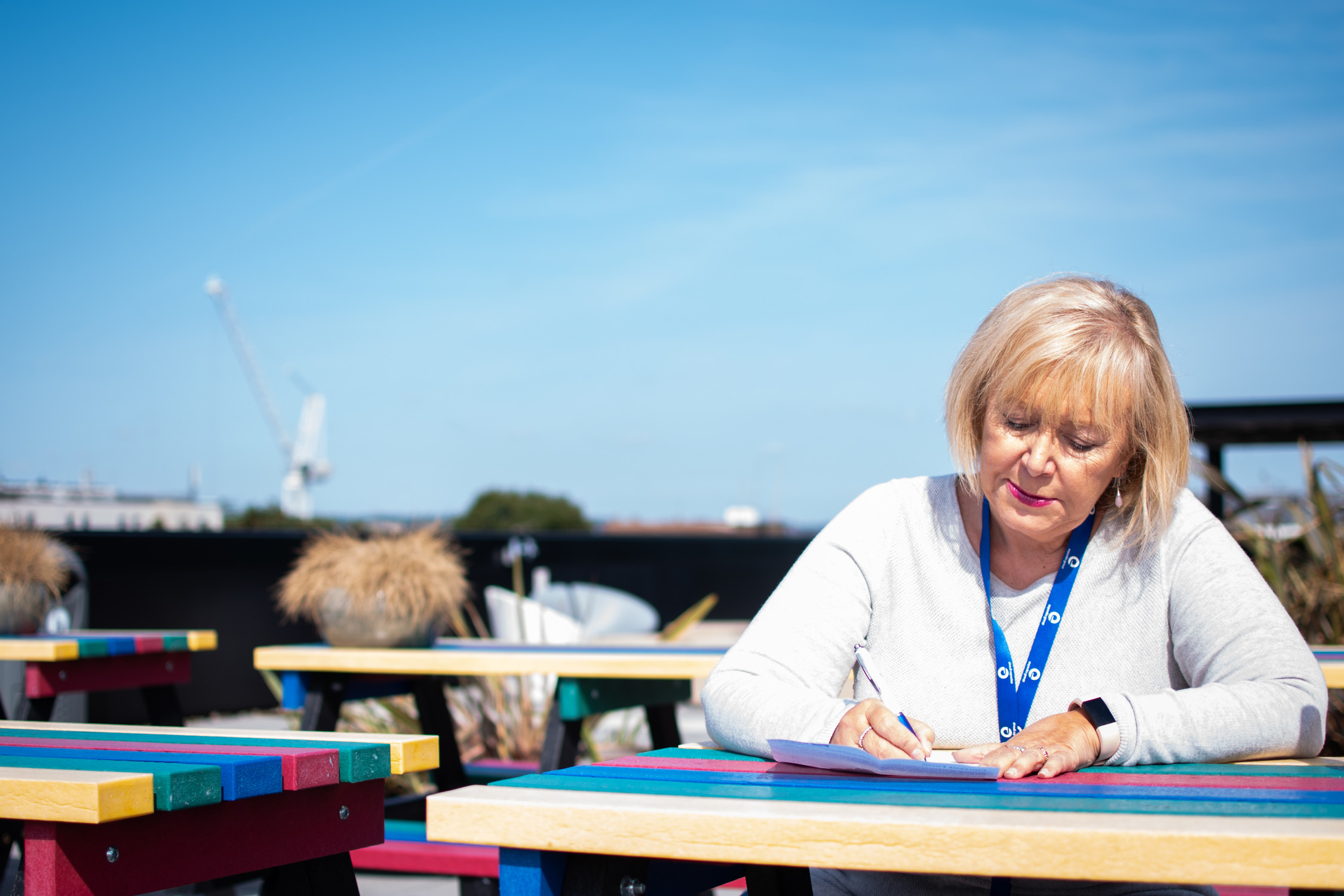 older worker writing