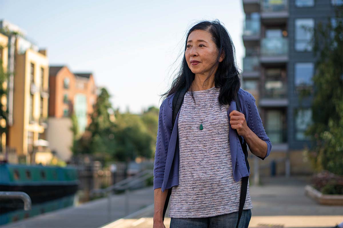 older woman walking