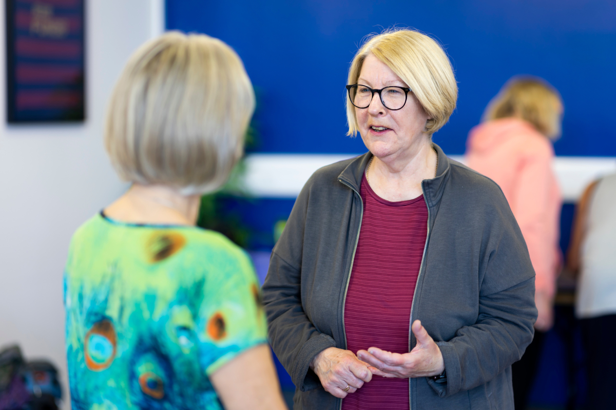 two older women talking