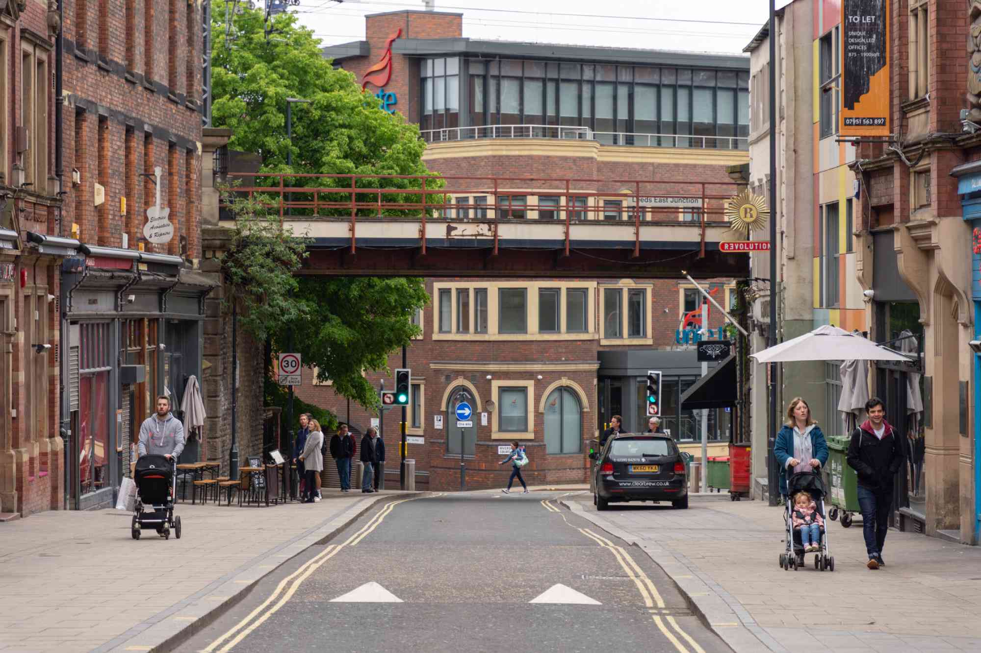 Street with people walking