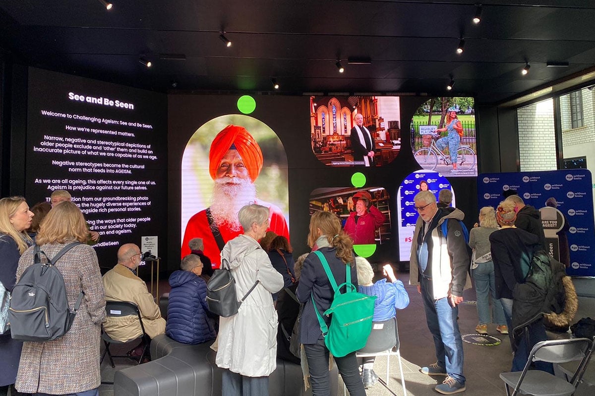 People visiting the Age Without Limits exhibition in Central London