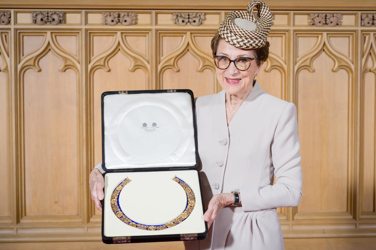 Dame Carol receiving the Dame Grand Cross of the Order of the British Empire