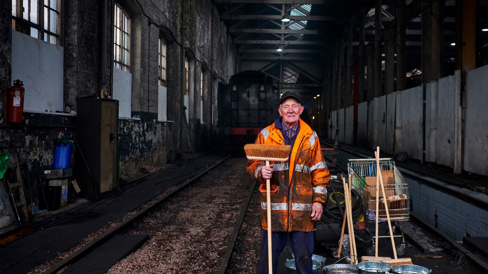 a male railway volunteer