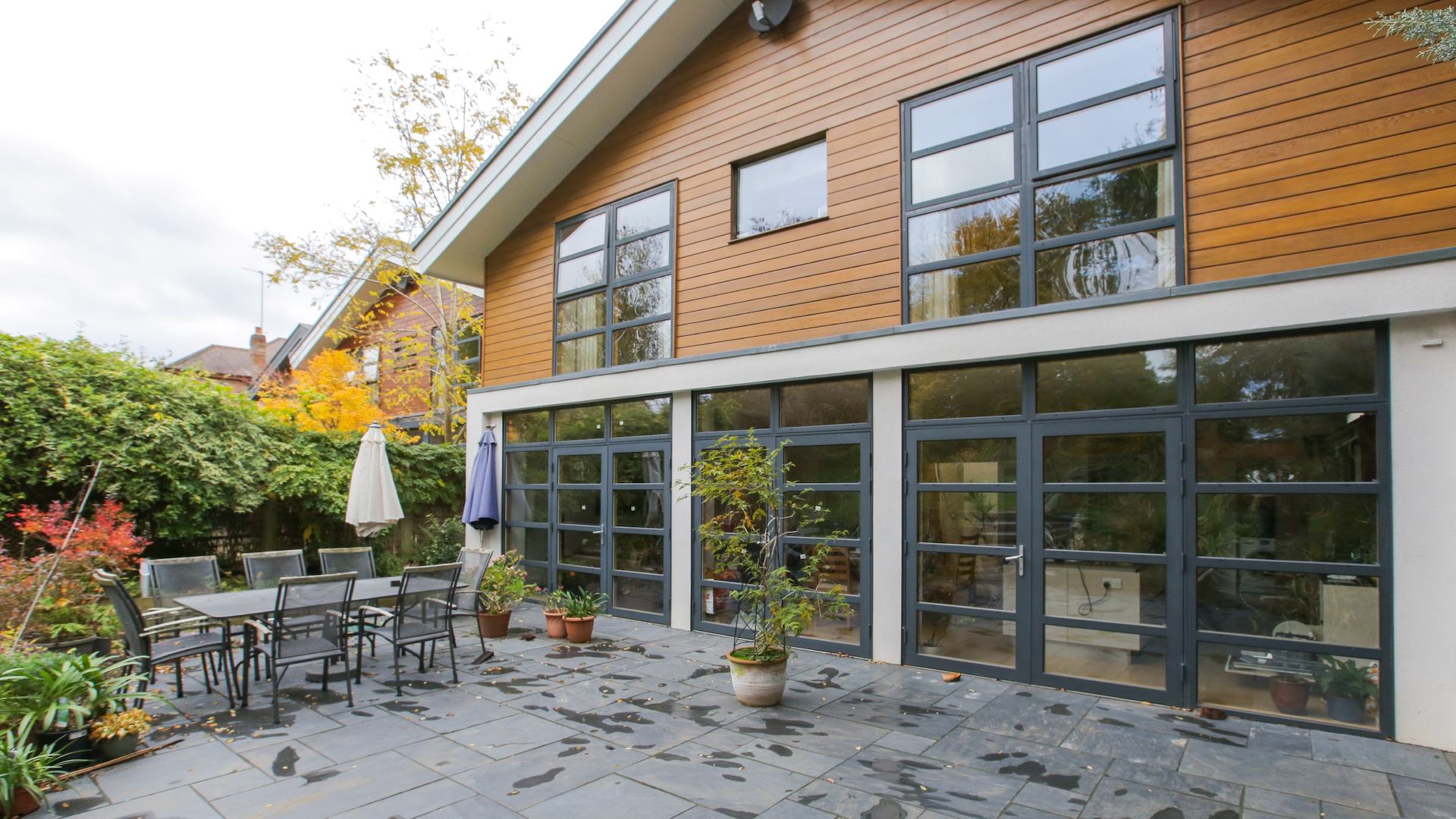 exterior view of an accessible, sustainable home and garden