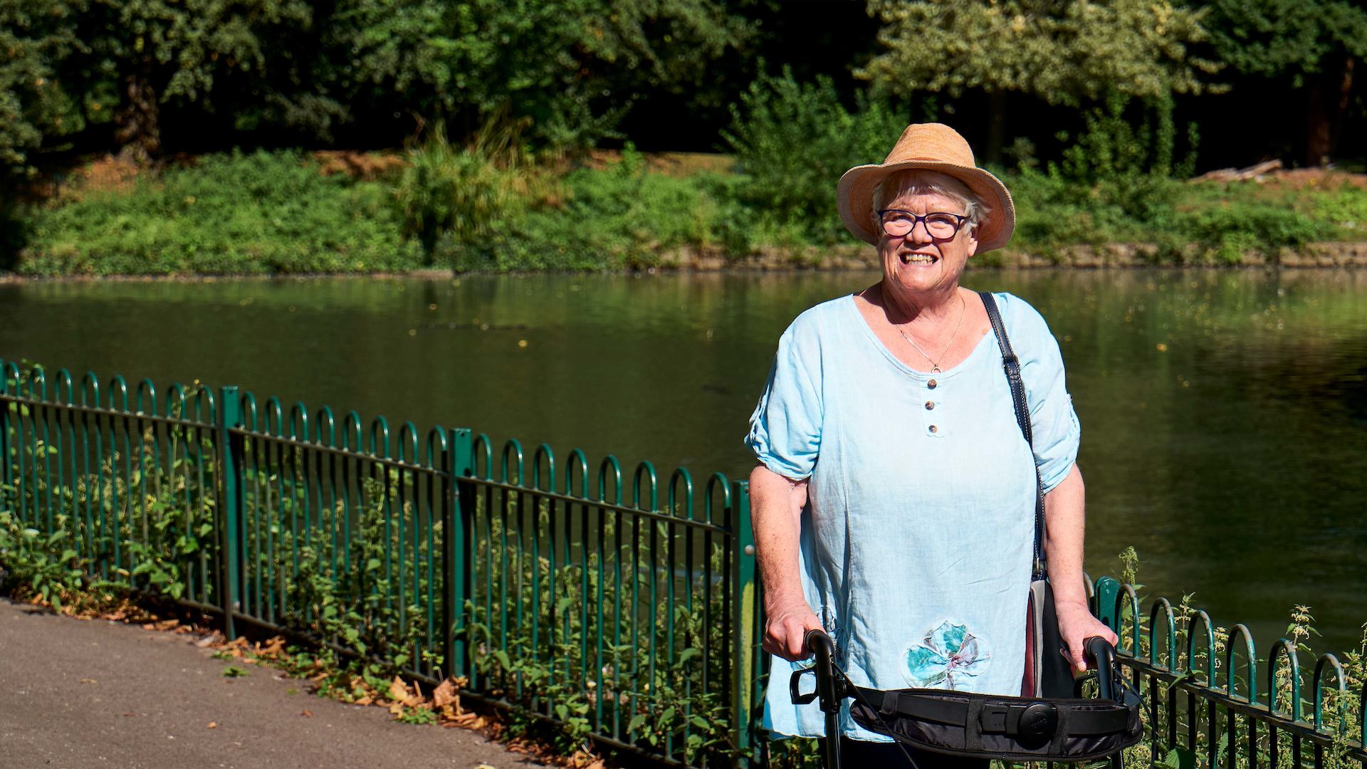 older woman walking