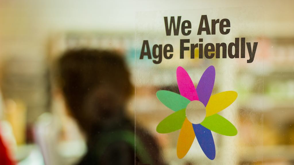we are age friendly sticker