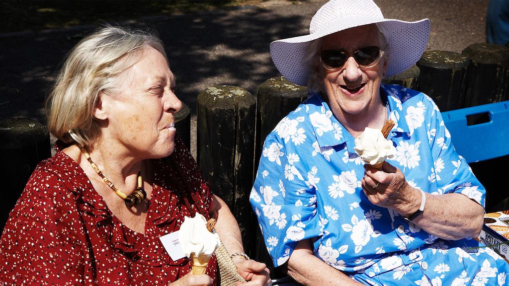 Ladies eating ice cream