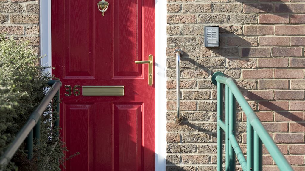 Front door with grab rails