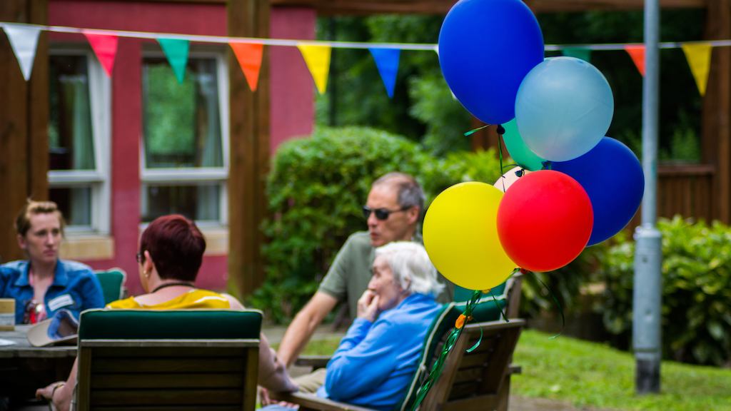 Care home with balloons