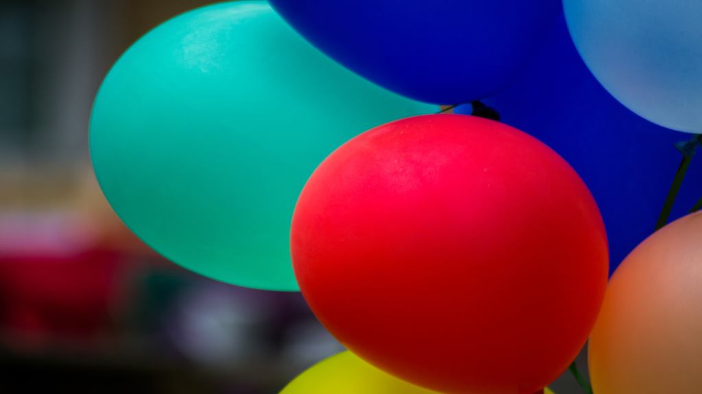 Brightly coloured balloonhs