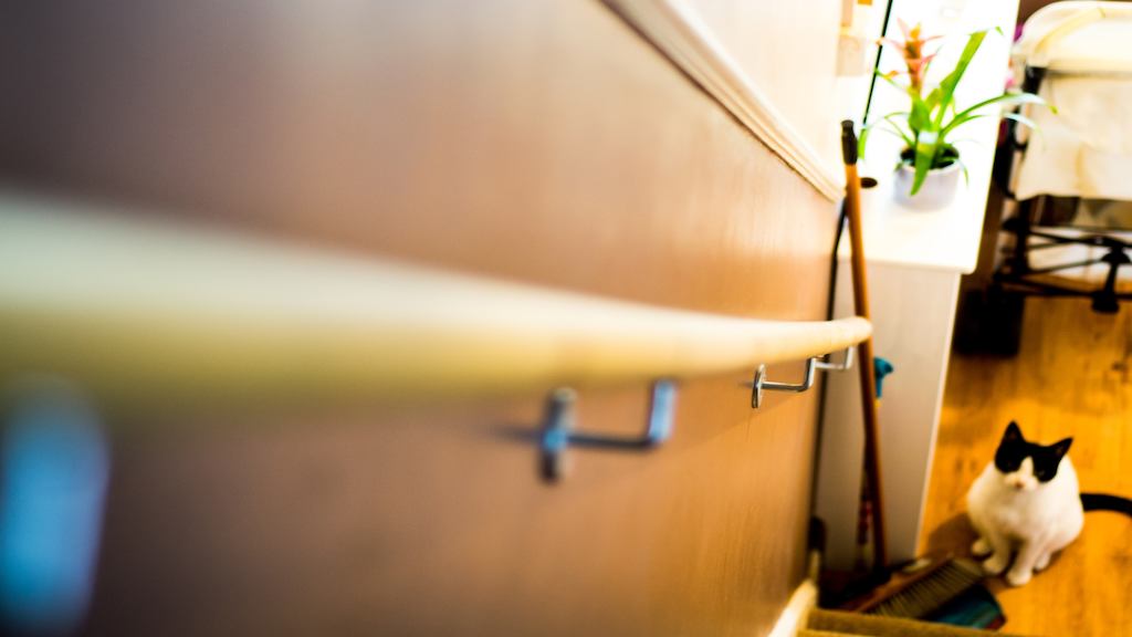 Staircase with a grab rail