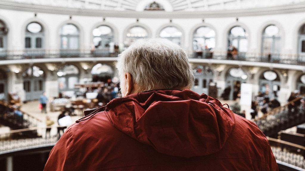 Man at shopping centre, Leeds