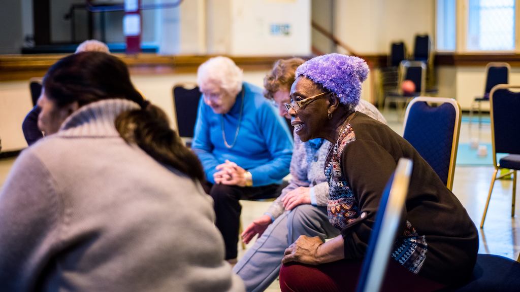 Older people in a falls prevention class