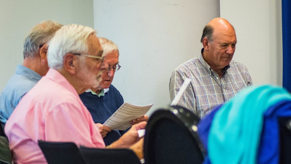 Older men in a choir