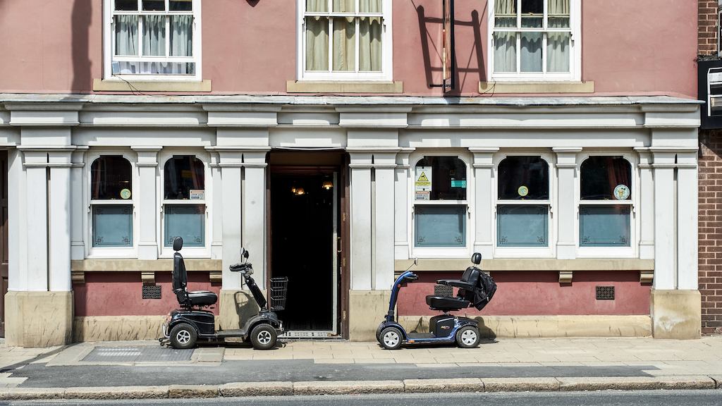 Building with mobility scooters