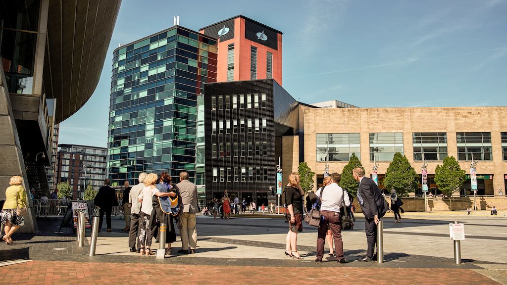 City centre with people