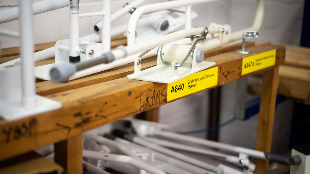 Hand rails in a shop