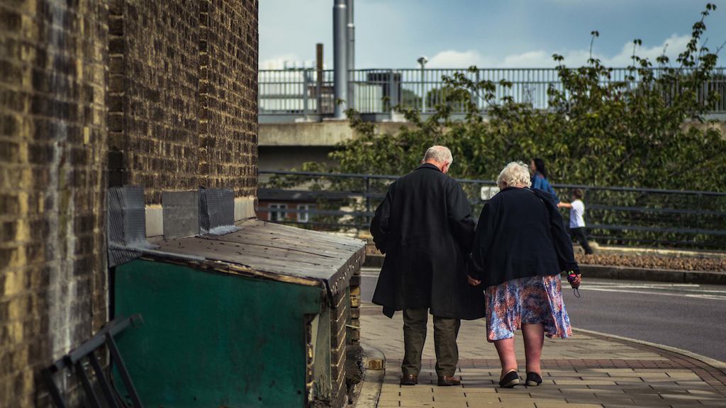 Man and woman walking