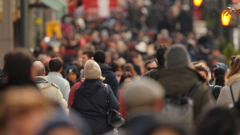 People walking along a street