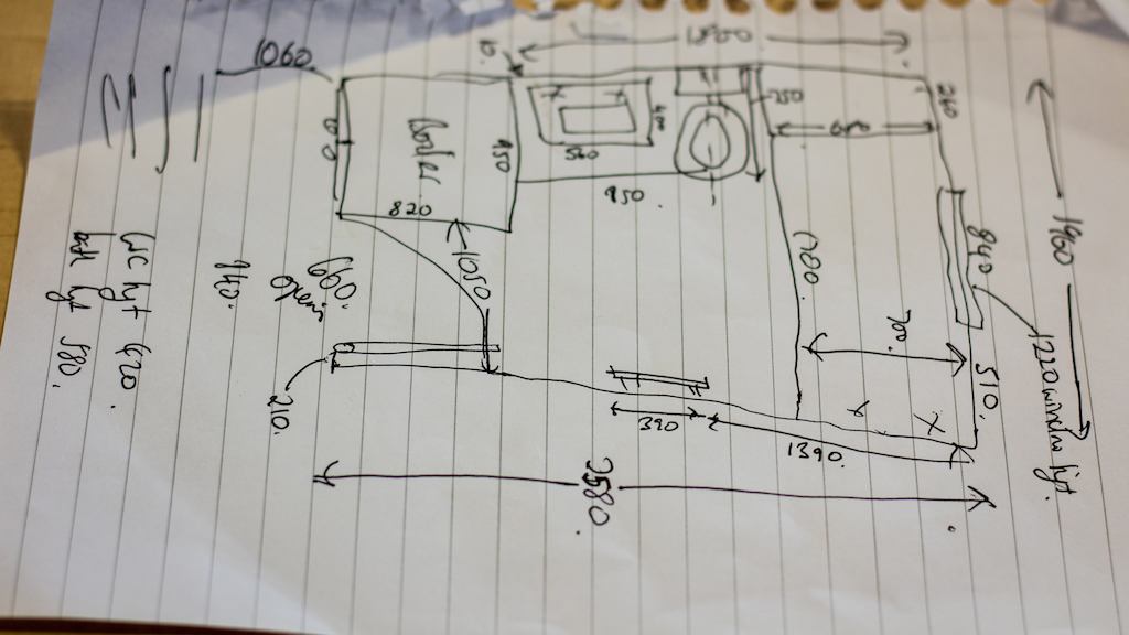 Sketch of a floorplan of a house