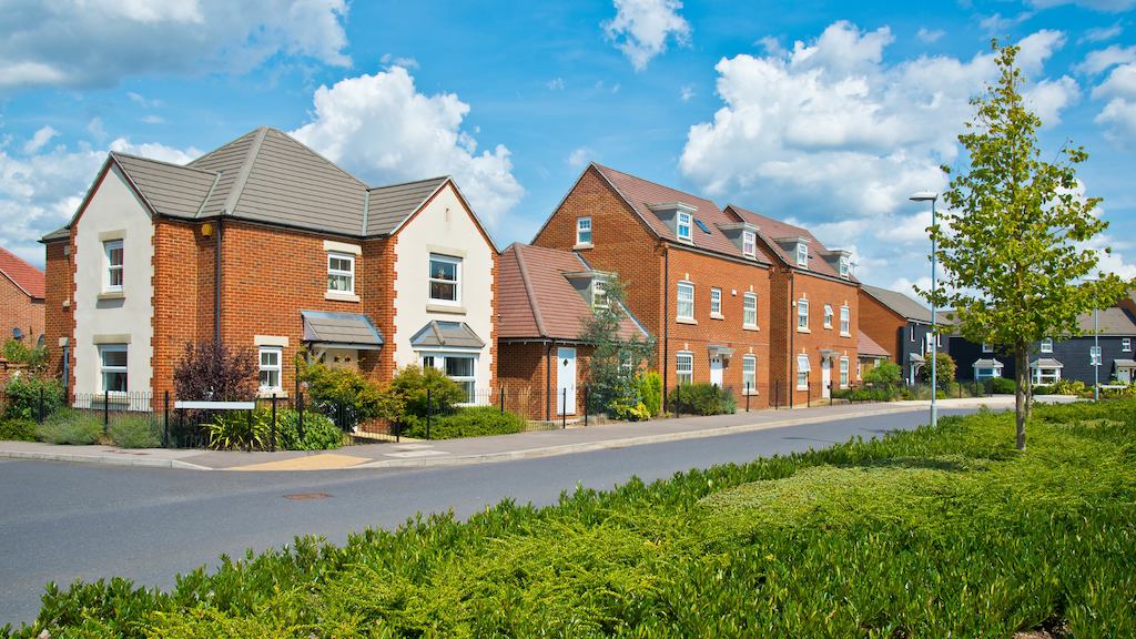 A few houses on a street