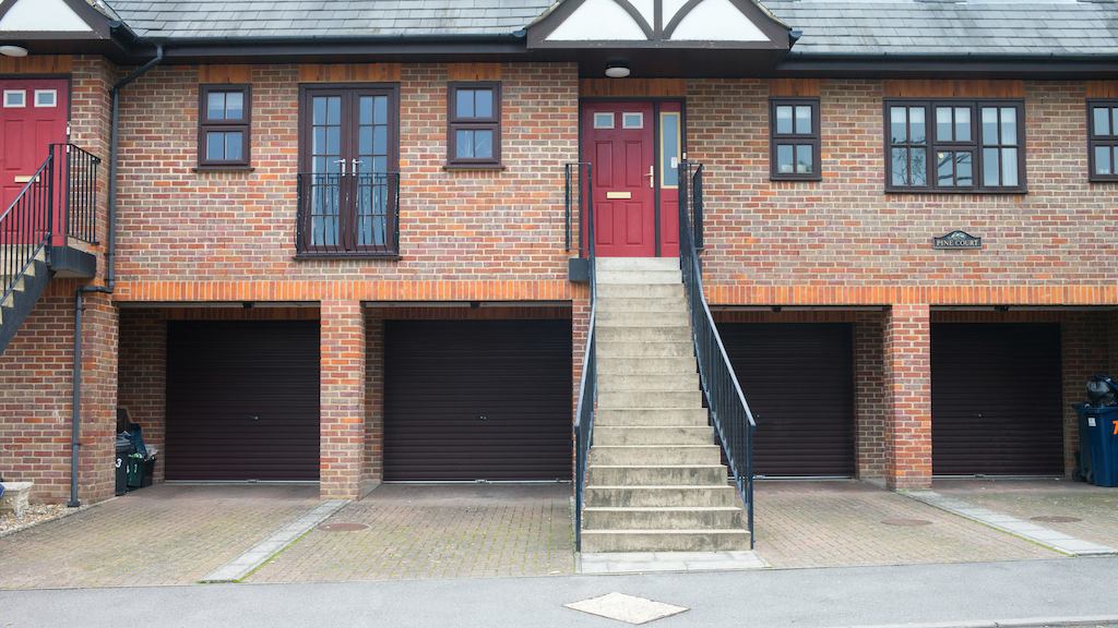A home with a very steep set of stairs