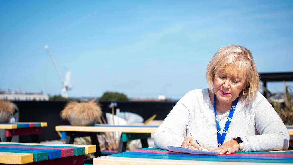 older worker writing