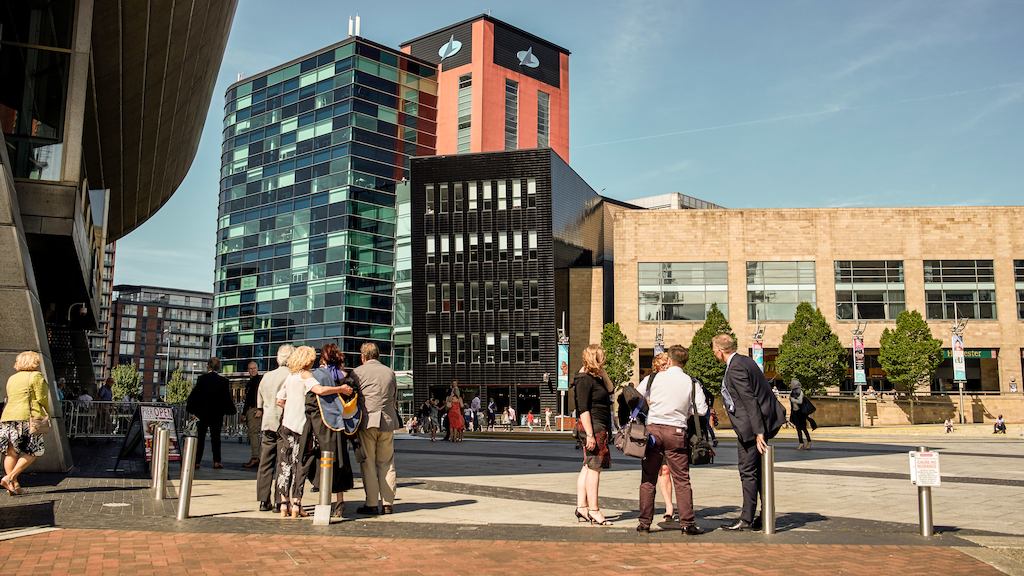 Landscape photo of Media City in Manchester