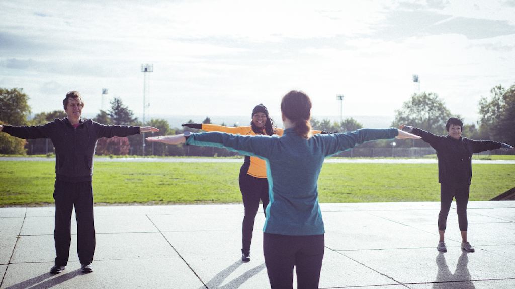 older people stretching