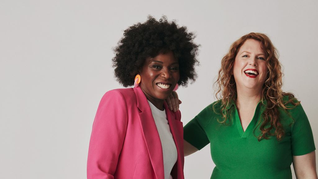 Two older women smiling