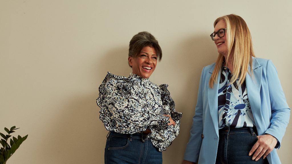 Two older women working