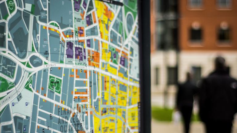 Street wayfinder in Leeds.