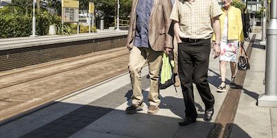 Commuters, Media City tram station, Manchester