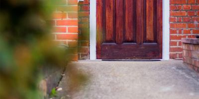 Outdoor ramp and front door