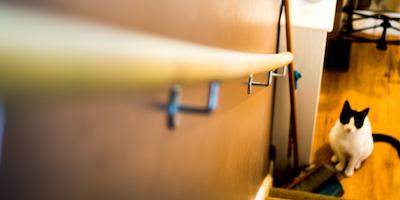 Staircase with a grab rail